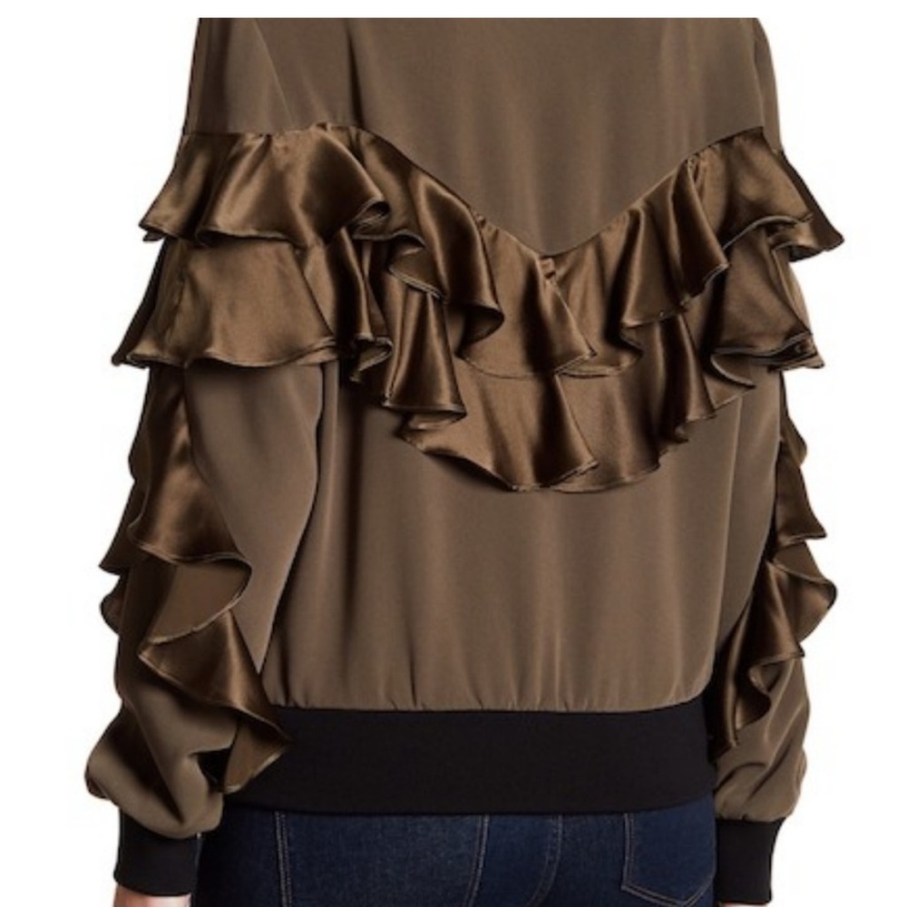 Cinq a Sept Leia Jacket - ruffle bomber jacket - M - Picture 2 of 7